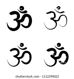 Om (Aum) brush symbol. Om (Aum) grunge style. Om (Aum) ink icon.