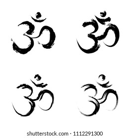 Om (Aum) brush symbol. Om (Aum) grunge style. Om (Aum) ink icon.