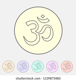 Om aum hinduism Map location pointer icon flat web sign symbol logo label