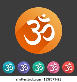 Om aum hinduism Map location pointer icon flat web sign symbol logo label