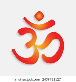Om or Aum Indian sacred sound. The symbol of the divine triad of Brahma, Vishnu and Shiva. The sign of the ancient mantra. Vector illustration