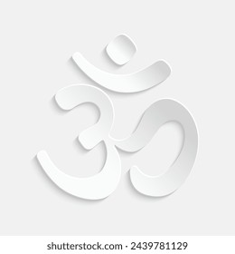 Om or Aum Indian sacred sound. The symbol of the divine triad of Brahma, Vishnu and Shiva. The sign of the ancient mantra. Vector illustration
