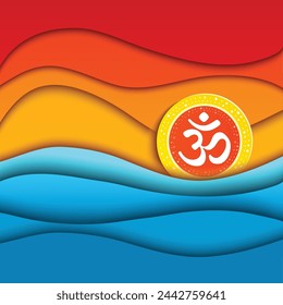 Om or Aum Indian sacred sound. The symbol of the divine triad of Brahma, Vishnu and Shiva. The sign of the ancient mantra. Vector illustration