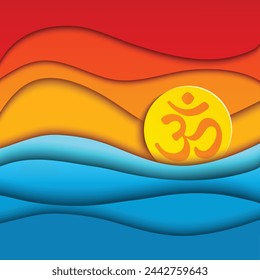 Om or Aum Indian sacred sound. The symbol of the divine triad of Brahma, Vishnu and Shiva. The sign of the ancient mantra. Vector illustration