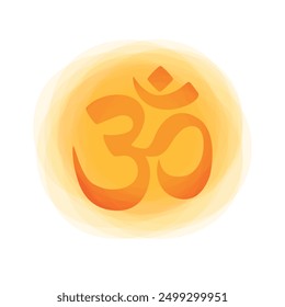 Om or Aum Indian sacred sound. The symbol of the divine triad of Brahma, Vishnu and Shiva. The sign of the ancient mantra. Om symbol sign on white background. Sun Sunburst Pattern.