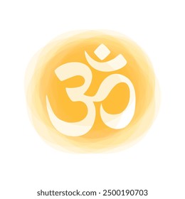 Om or Aum Indian sacred sound. The symbol of the divine triad of Brahma, Vishnu and Shiva. The sign of the ancient mantra. Om symbol sign on white background. Sun Sunburst Pattern.