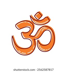 Om or Aum Indian sacred sound. The symbol of the divine triad of Brahma, Vishnu and Shiva. The sign of the ancient mantra. Om symbol sign on white background. Continuous line vector illustration.