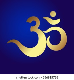 Om or Aum Indian sacred sound, original mantra, a word of power. The symbol of the divine triad of Brahma, Vishnu and Shiva. The rich round mandala. For prints, textiles, mehendi.