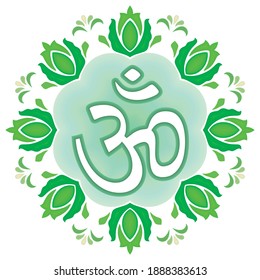 Om Aum Namaste Yoga Symbol Vector Illustration. Yoga, Meditation, Relaxation. Symbol Of Hinduism. Mantra, Hinduism, Buddhism, Zen Sign