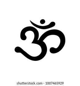 Om Aum Ohm india sumbol meditation yoga mantra hinduism buddhism zen black icon vector.