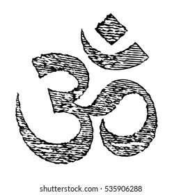 Om Aum Ohm india symbol meditation, yoga mantra hinduism buddhism zen, black striped icon vector.