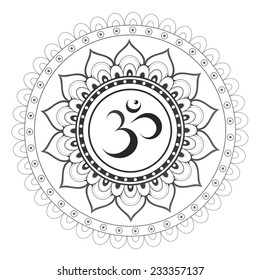 Om, Aum sanskrit symbol with mandala ornament