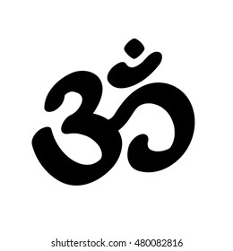 Om, or Aum sign isolated on white background. Symbol of Hinduism. Art vector illustration.