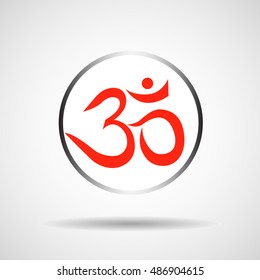 Om or Aum sign isolated on white background. Symbol of Buddhism and Hinduism religions icon