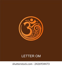 Om Aum Symbol der hinduistischen Religion. Grünes Symbol auf dunklem Hintergrund. Heiliger Klang und eine spirituelle Ikone, Vektor-Illustration Indisch