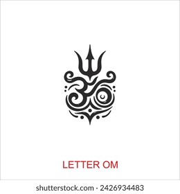 Om Aum symbol of the Hindu religion. Green om icon on dark background. Sacred sound and a spiritual icon, vector illustration Indian