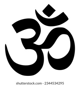 Om  Aum - symbol of Hinduism flat icon for apps and websites. Vector black flat eps 10