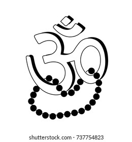 Om Aum - symbol of Hinduism flat icon with beads