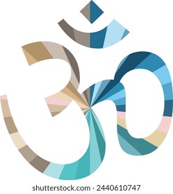 om or aum symbol icon shape with pastel various color inside, om or aum symbol icon vector illustration.