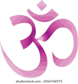 om or aum symbol with purple monochrome color inside, om or aum symbol vector illustration.