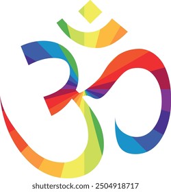 om or aum symbol with rainbow color inside, om or aum symbol vector illustration.