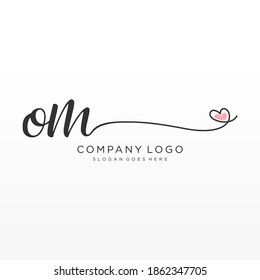 OM Beauty vector initial logo, handwriting logo of initial signature, wedding, fashion, jewelry, boutique, floral and botanical with creative template for any company or business.