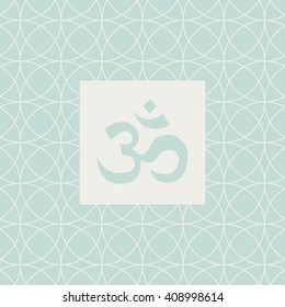 Om Blue Yoga Studio Design Card En Colores Pastel Diseño Vector Plano En Fondo Ornamental