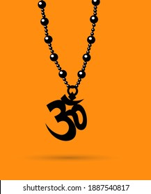 Om chain vector graphic symbol, Om Necklace graphic trendy design.