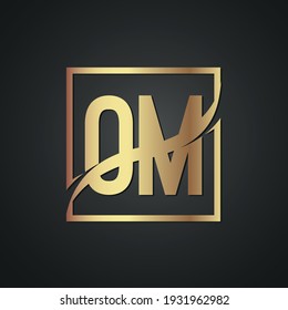 OM creative luxury letter logo with golden color