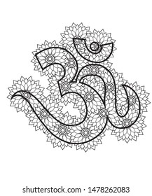 Om with flowers vector design.