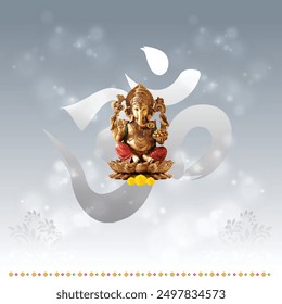 Om Ganesha. Lord Ganesh Vector Design Backgrounds Template. Ganesh Chaturthi, Vinayaka Chavithi.