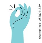 Om hand gesture sign, hand drawn isolated vector illustration. Yoga, meditation and harmony sign in flat design