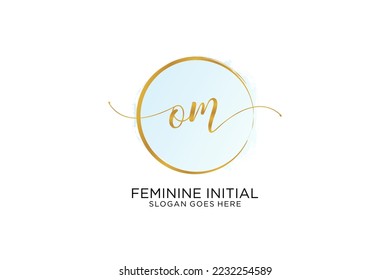OM handwriting logo with circle template vector signature, wedding, fashion, floral and botanical with creative template.