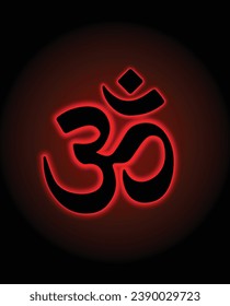 om Hindu religious sign on dark background vector
