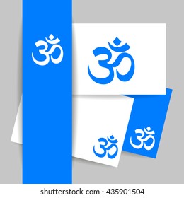 Om - Hinduism symbol. Concept identity presentation design for yoga studio, meditation center. Vector graphic illustration.