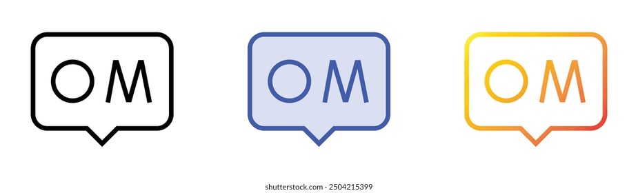 om icon. Linear, Blue Fill and Gradient Style Design Isolated On White Background