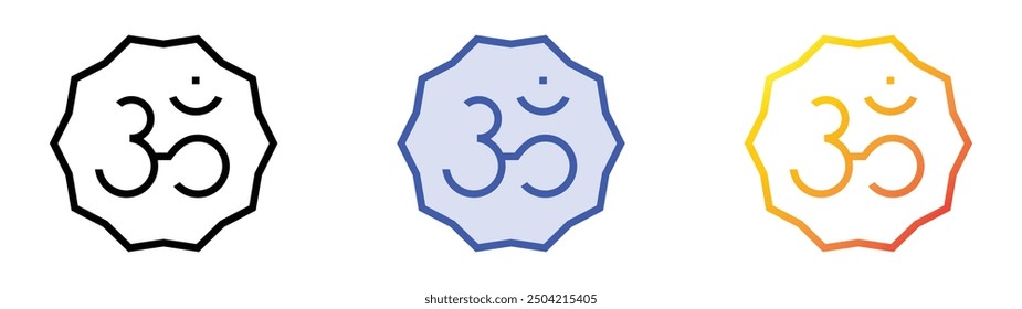 om icon. Linear, Blue Fill and Gradient Style Design Isolated On White Background