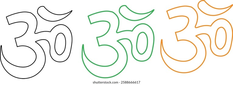 om icon symbol black green orange