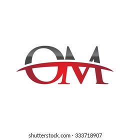 OM Initial Company Red Swoosh Logo