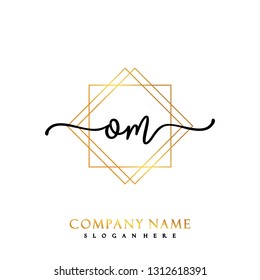 OM Initial Handwriting logo template vector