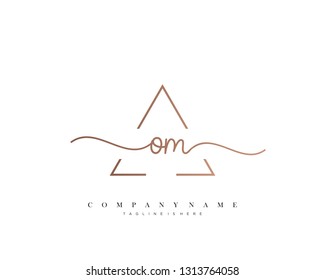 OM initial handwriting logo template vector