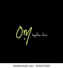 Om initial handwriting logo template vector
