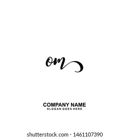 OM Initial handwriting logo vector