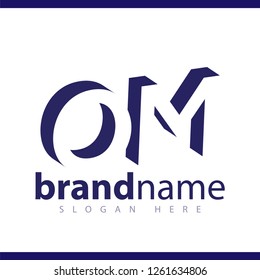 OM initial letter with negative space logo icon vector template