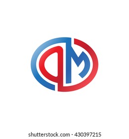 OM initial letters looping linked ellipse logo red blue