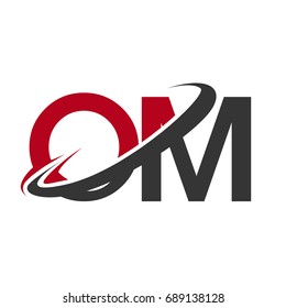 OM initial logo company name colored red and black swoosh design, isolated on white background. vector logo for business and company identity.