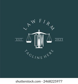 Monograma inicial OM para el logotipo de la firma de abogados con Vector de diseño de escala