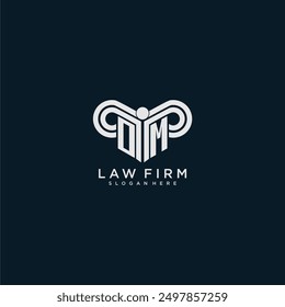 OM initial monogram logo lawfirm with pillar design