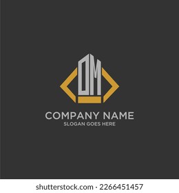 OM initial monogram logo for real estate with building style