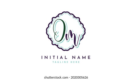 OM Initials, handwriting logo vector